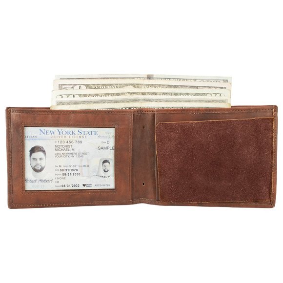 GENUINE LEATHER POLICE BADGE HOLDER, BROWN - Picture 3 of 8